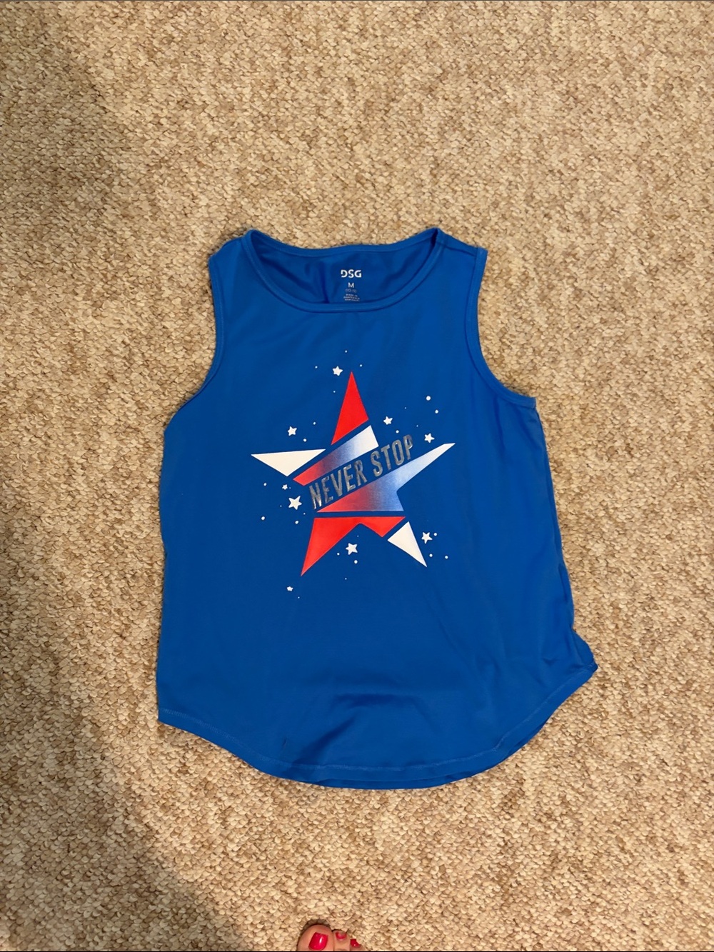 4/$12 DSG Girls' Blue 'Never Stop' Star Tank Top - size M